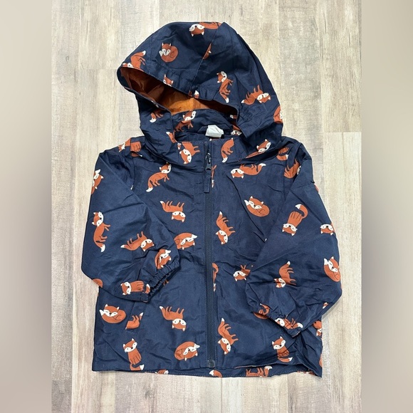 H&M Other - H&M’s 12 months Rain Jacket Coat Fox Navy Blue Detachable Hood Windbreaker